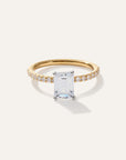 Lab Grown Diamond Emerald Petite Pave Engagement Ring