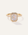 Lab Grown Diamond Emerald Halo Pave Engagement Ring