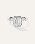 Lab Grown Diamond Emerald Halo Pave Engagement Ring