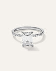 Lab Grown Diamond Emerald Petite Pave Engagement Ring