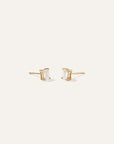 14k Gold Lab Grown Diamond Emerald Solitaire Studs