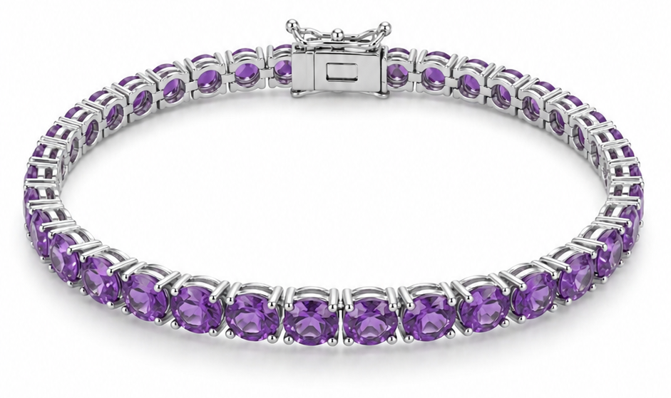 Hand Movie Wearing Tennis Bracelet Round 4 Prong Created