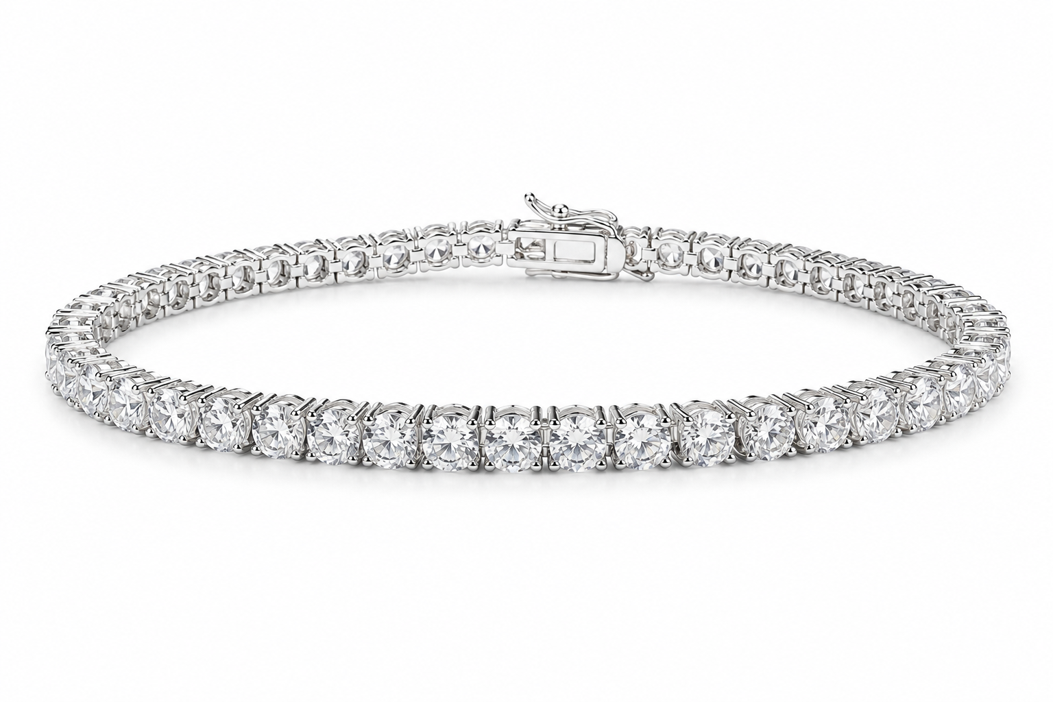 Hand Movie Wearing Tennis Bracelet Round 4 Prong Created