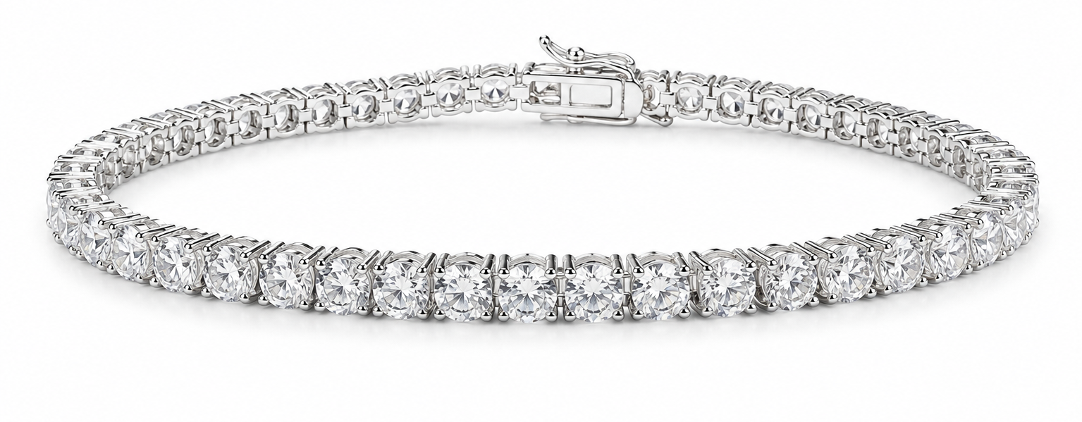 Hand Movie Wearing Tennis Bracelet Round 4 Prong Created