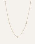 14K Gold Diamond Bezel Station Necklace