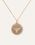 14K Gold Pave Zodiac Medallion Necklace