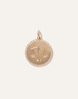 14K Gold Pave Zodiac Medallion Charm