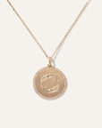 14K Gold Pave Zodiac Medallion Necklace