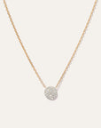 14K Gold Pave Diamond Disc Necklace