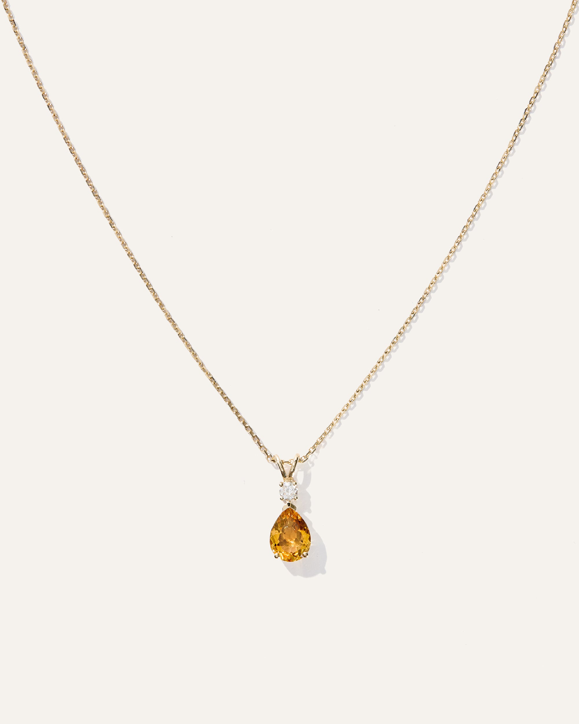 14K Gold Diamond &amp; Semi-Precious Gemstone Drop Necklace