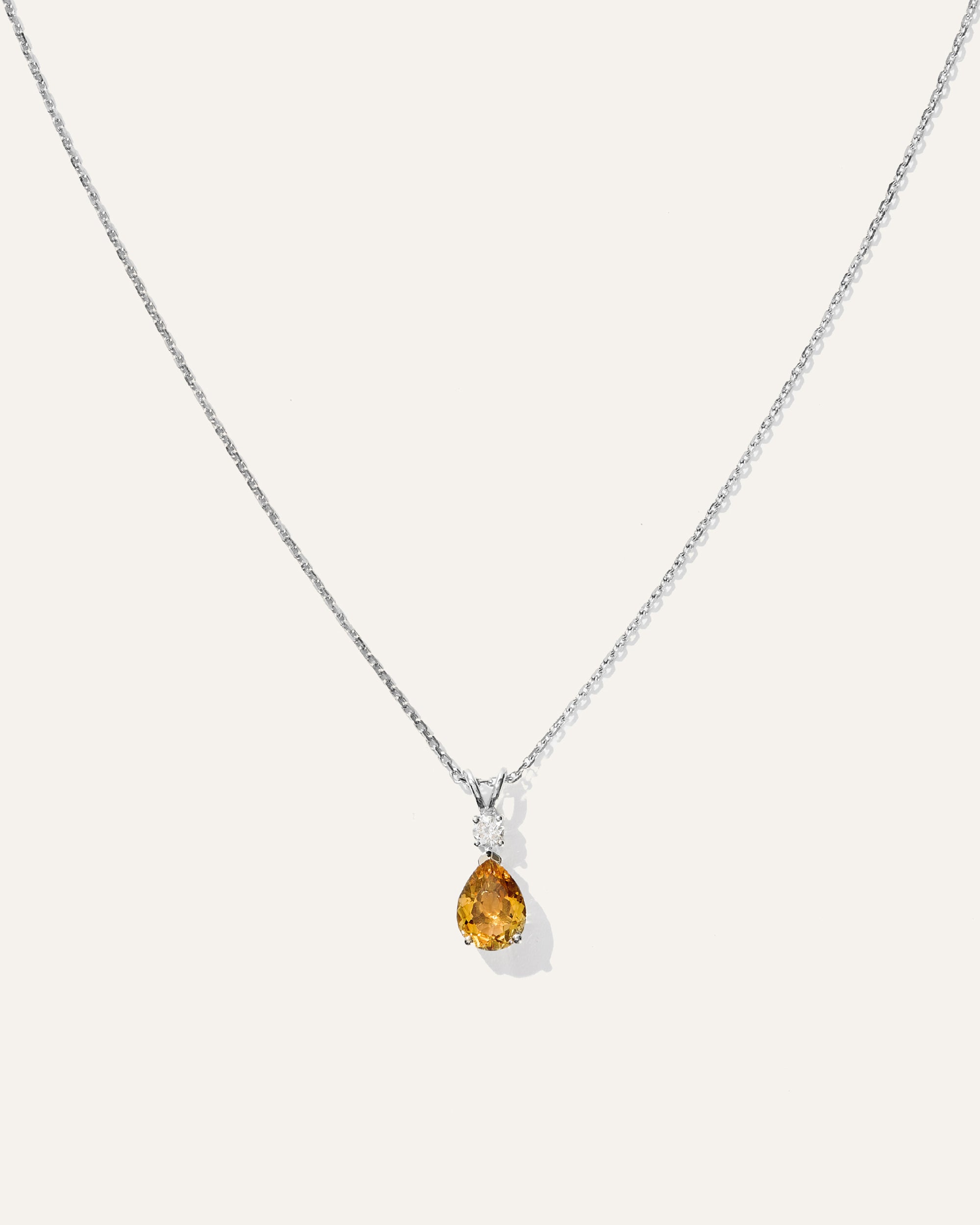 14K Gold Diamond &amp; Semi-Precious Gemstone Drop Necklace