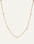 14K Gold Cultured Freshwater Pearl Station Necklace