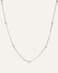 14K Gold Cultured Freshwater Pearl Station Necklace