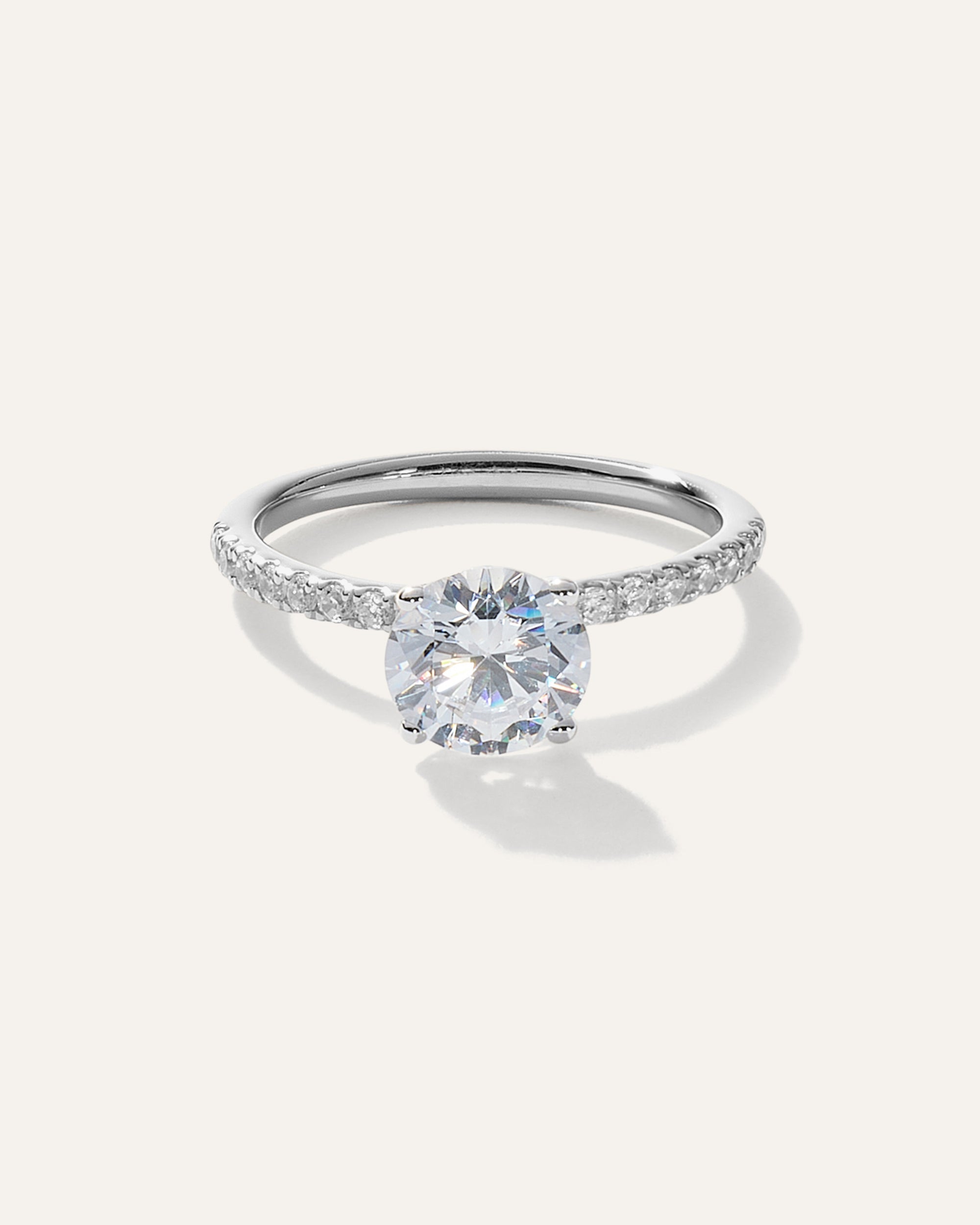 Lab Grown Diamond Round Petite Pave Engagement Ring