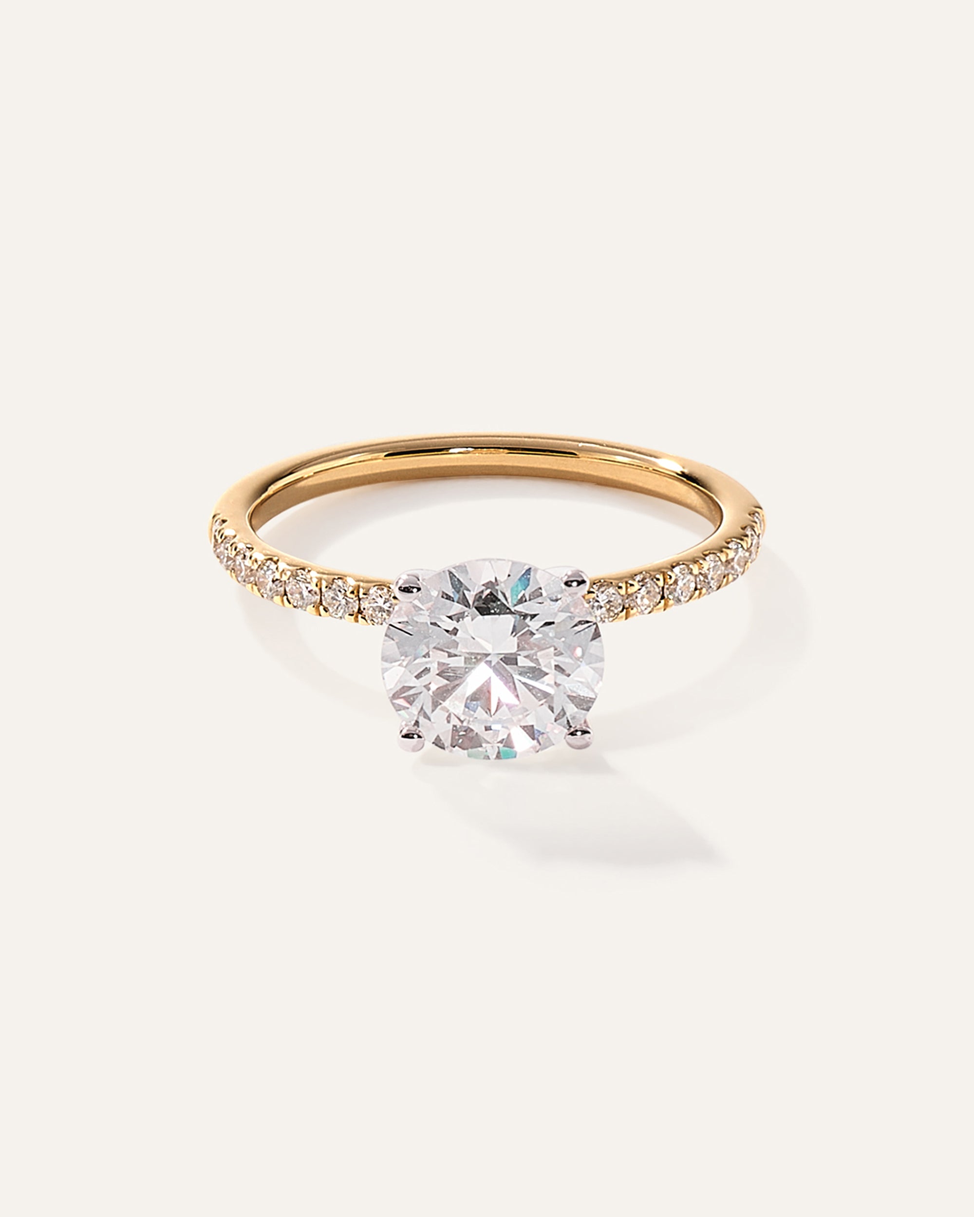 Lab Grown Diamond Round Petite Pave Engagement Ring