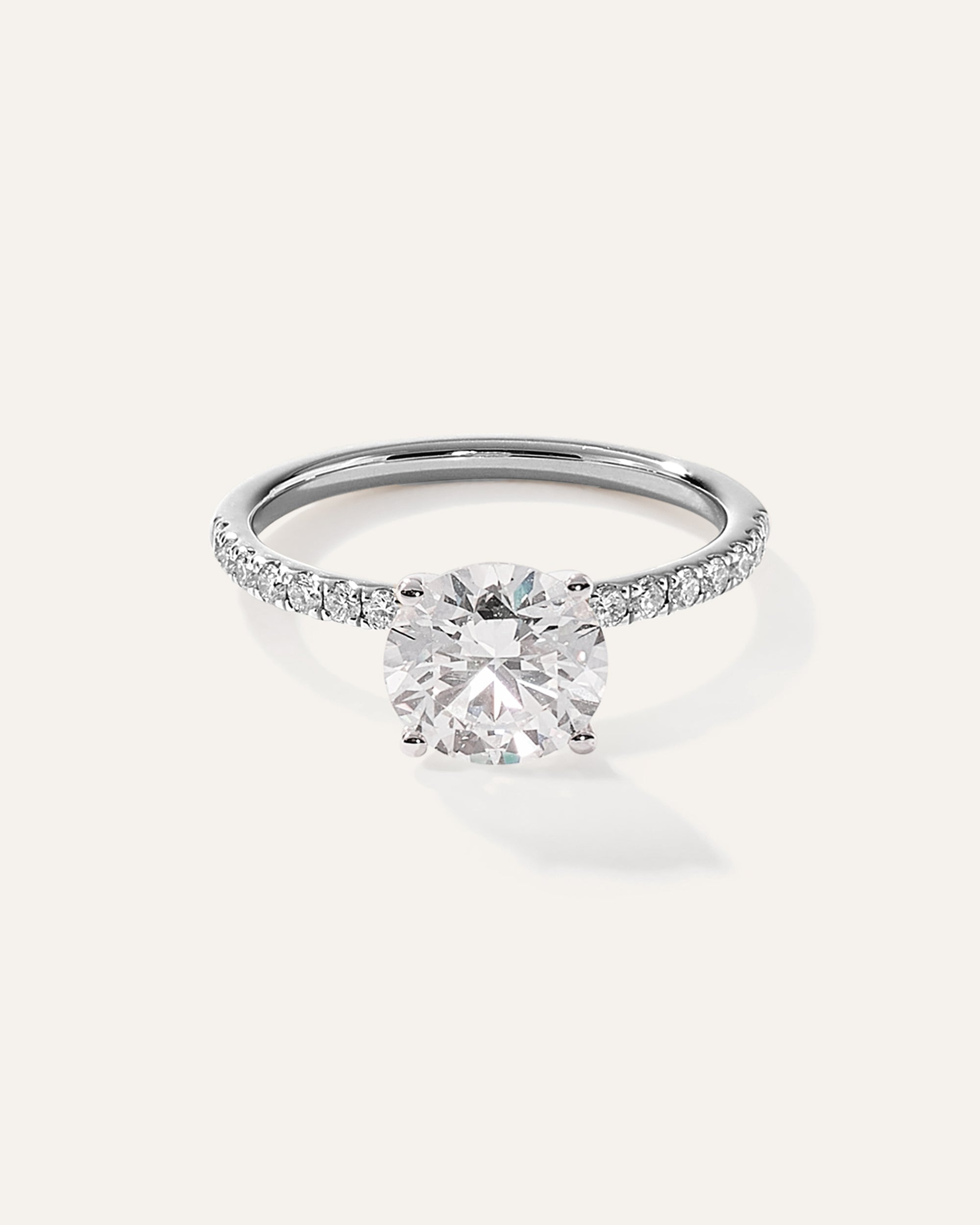 Lab Grown Diamond Round Petite Pave Engagement Ring