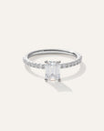 Lab Grown Diamond Emerald Petite Pave Engagement Ring