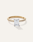Lab Grown Diamond Emerald Petite Pave Engagement Ring