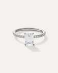 Lab Grown Diamond Emerald Petite Pave Engagement Ring