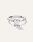 Lab Grown Diamond Emerald Petite Pave Engagement Ring
