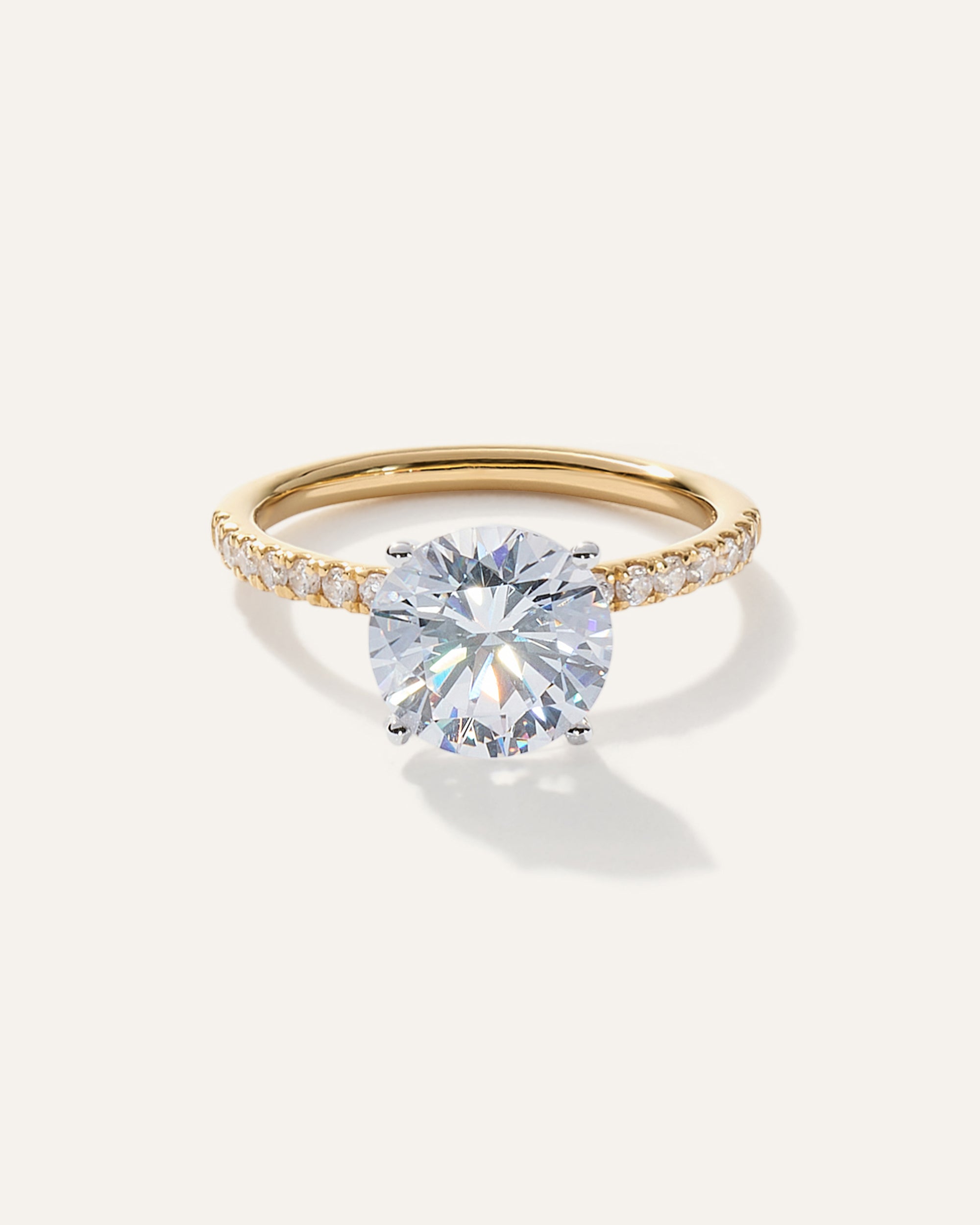 Lab Grown Diamond Round Petite Pave Engagement Ring