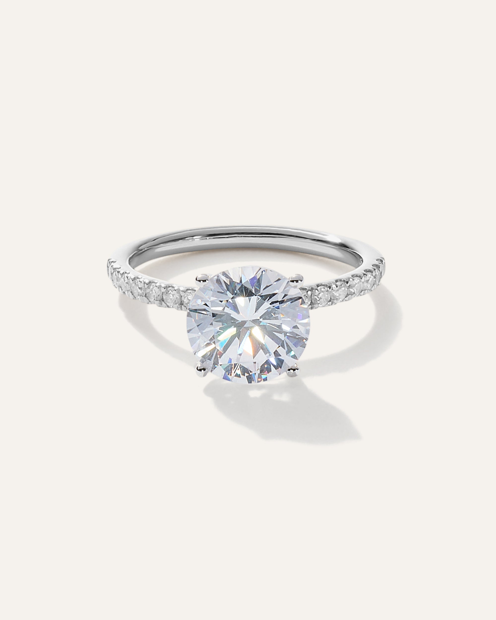 Lab Grown Diamond Round Petite Pave Engagement Ring