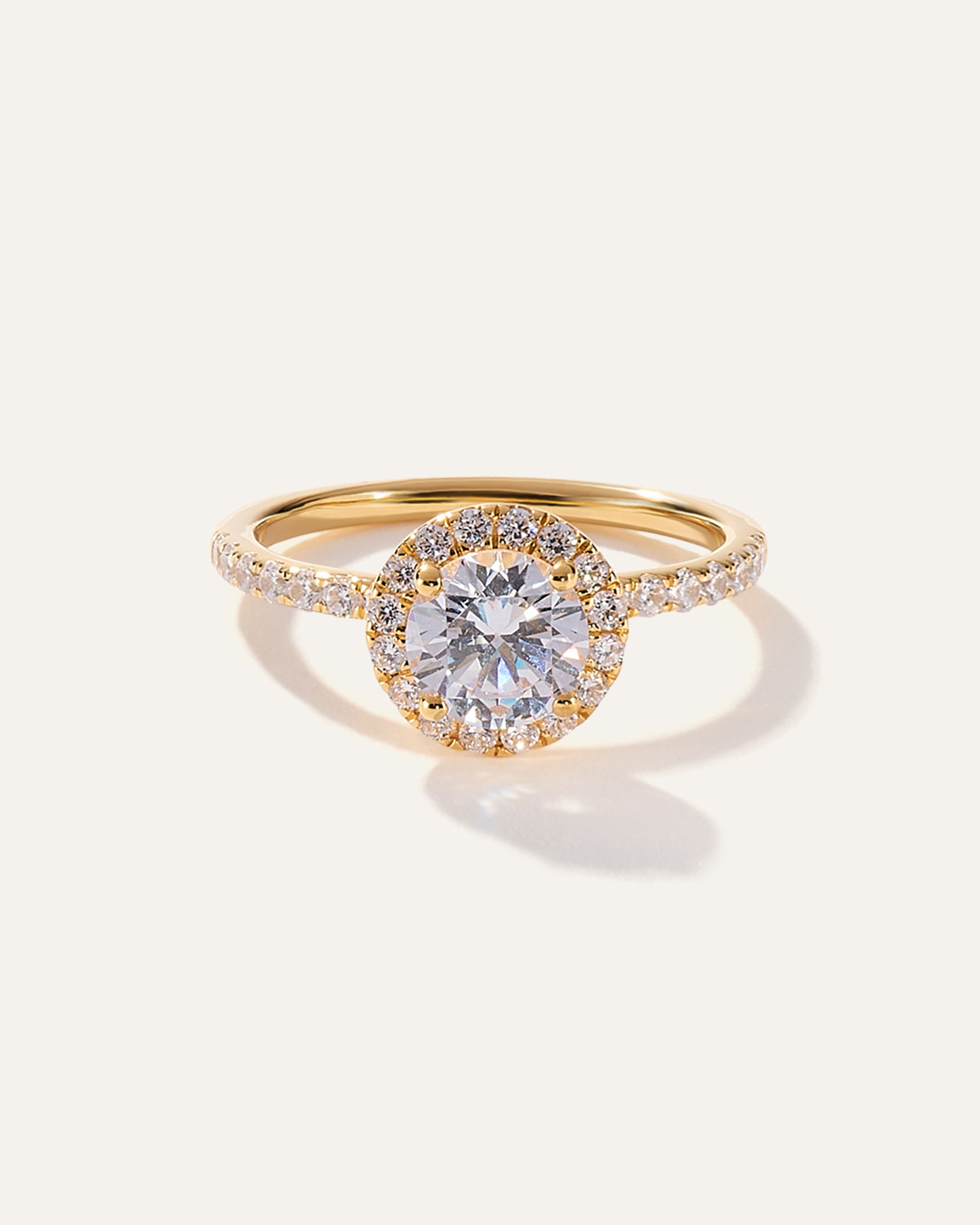 Lab Grown Diamond Round Halo Pave Engagement Ring