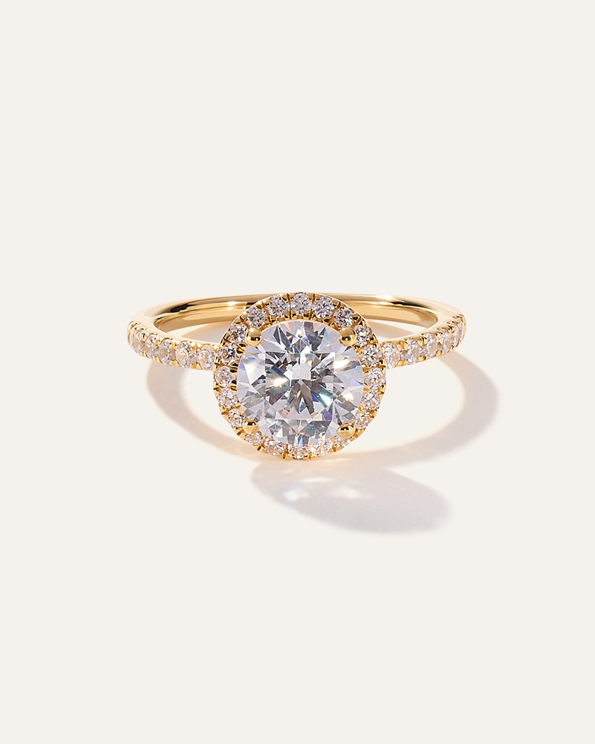 Lab Grown Diamond Round Halo Pave Engagement Ring