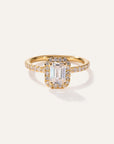 Lab Grown Diamond Emerald Halo Pave Engagement Ring