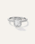 Lab Grown Diamond Emerald Halo Pave Engagement Ring