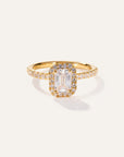 Lab Grown Diamond Emerald Halo Pave Engagement Ring