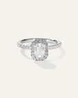 Lab Grown Diamond Emerald Halo Pave Engagement Ring