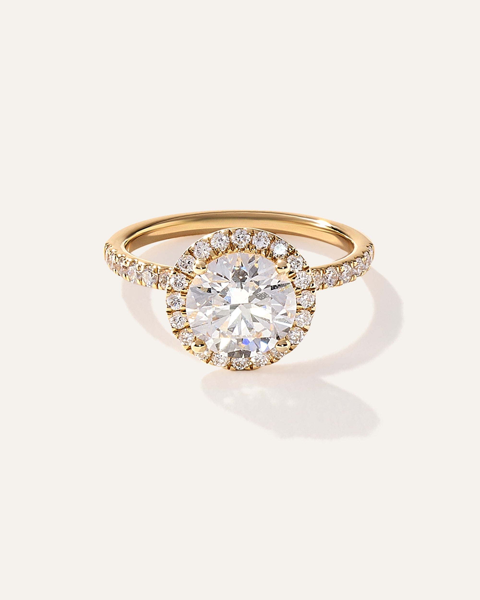Lab Grown Diamond Round Halo Pave Engagement Ring