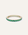 14k Gold Gemstone Pave Eternity Band