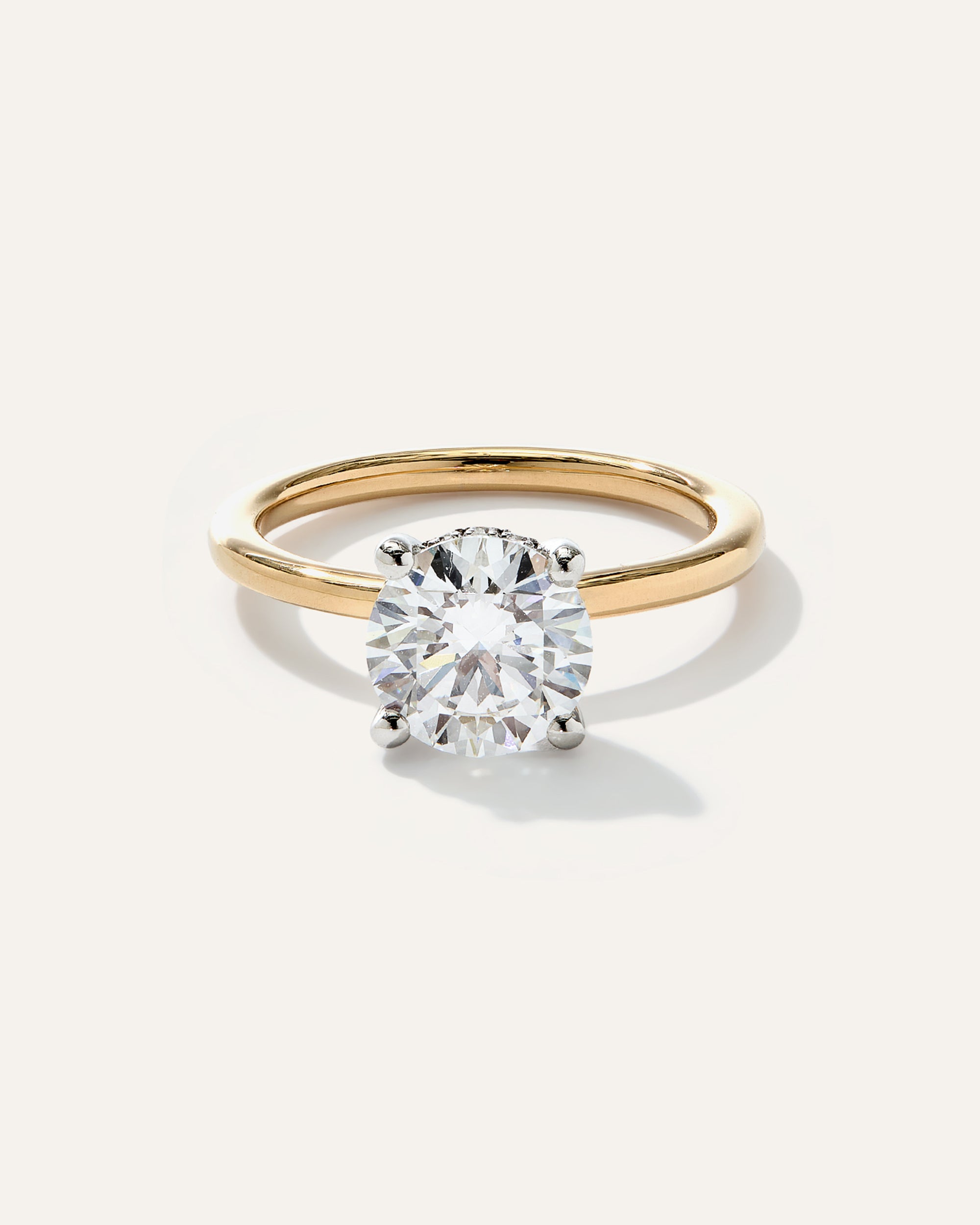 Lab Grown Diamond Round Petite Hidden Halo Engagement Ring
