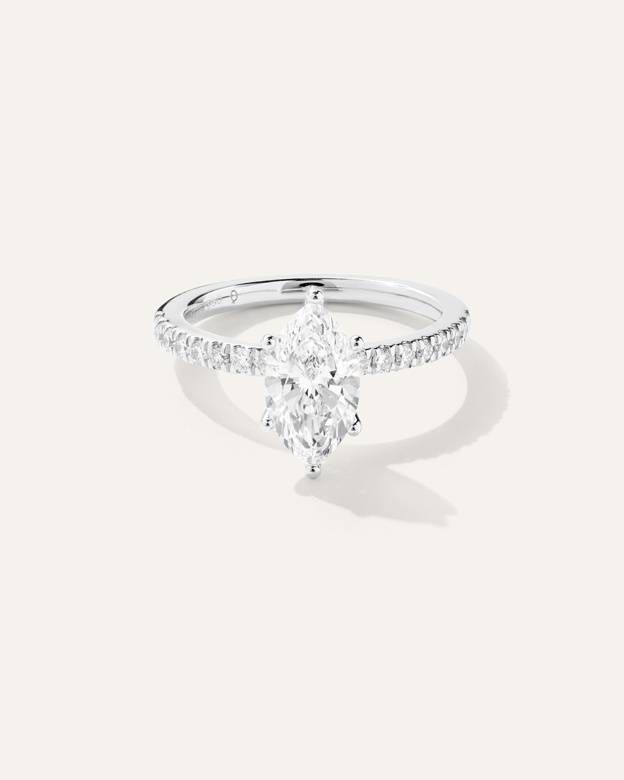Lab Grown Diamond Marquise Petite Pave Engagement Ring