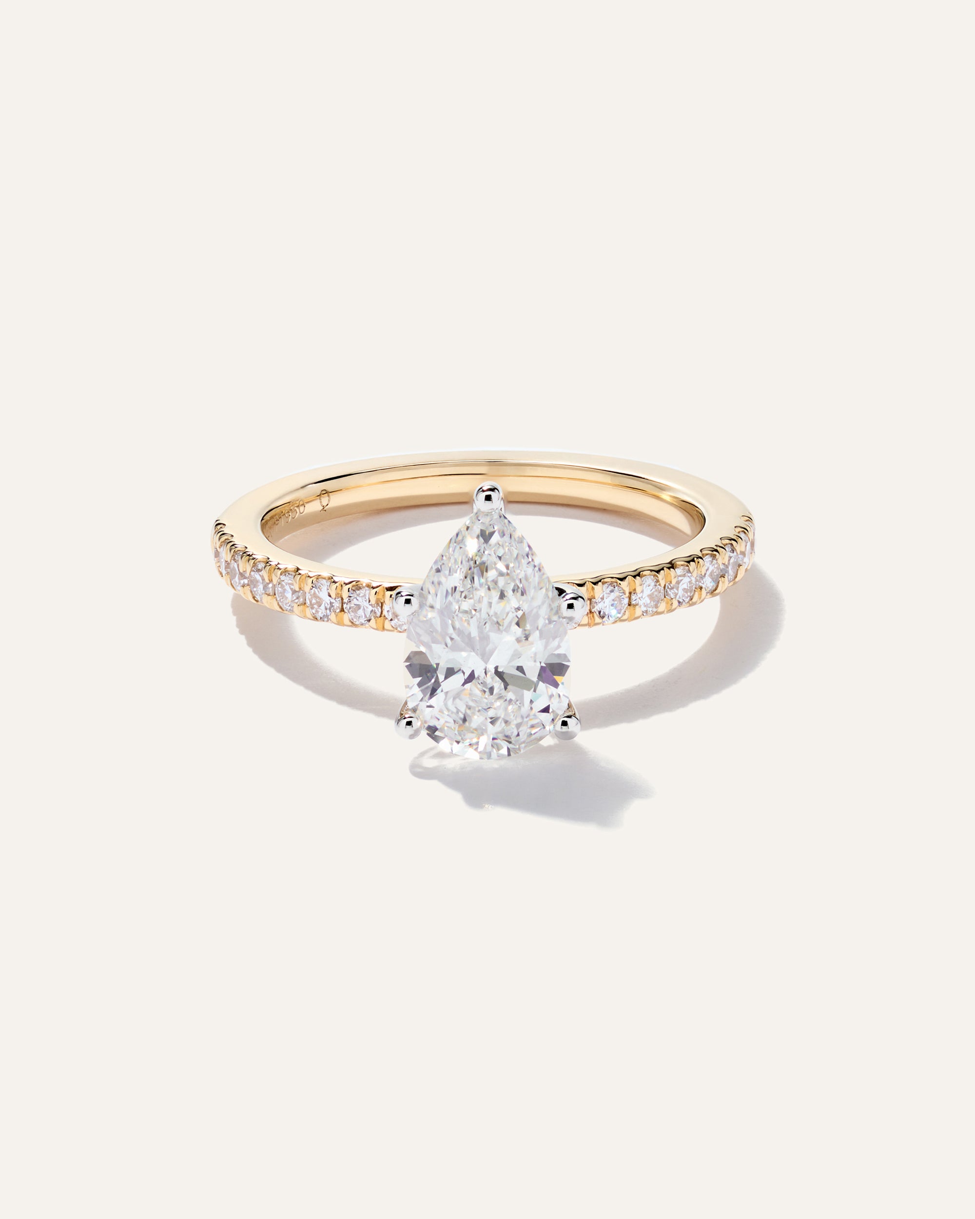 Lab Grown Diamond Pear Petite Pave Engagement Ring