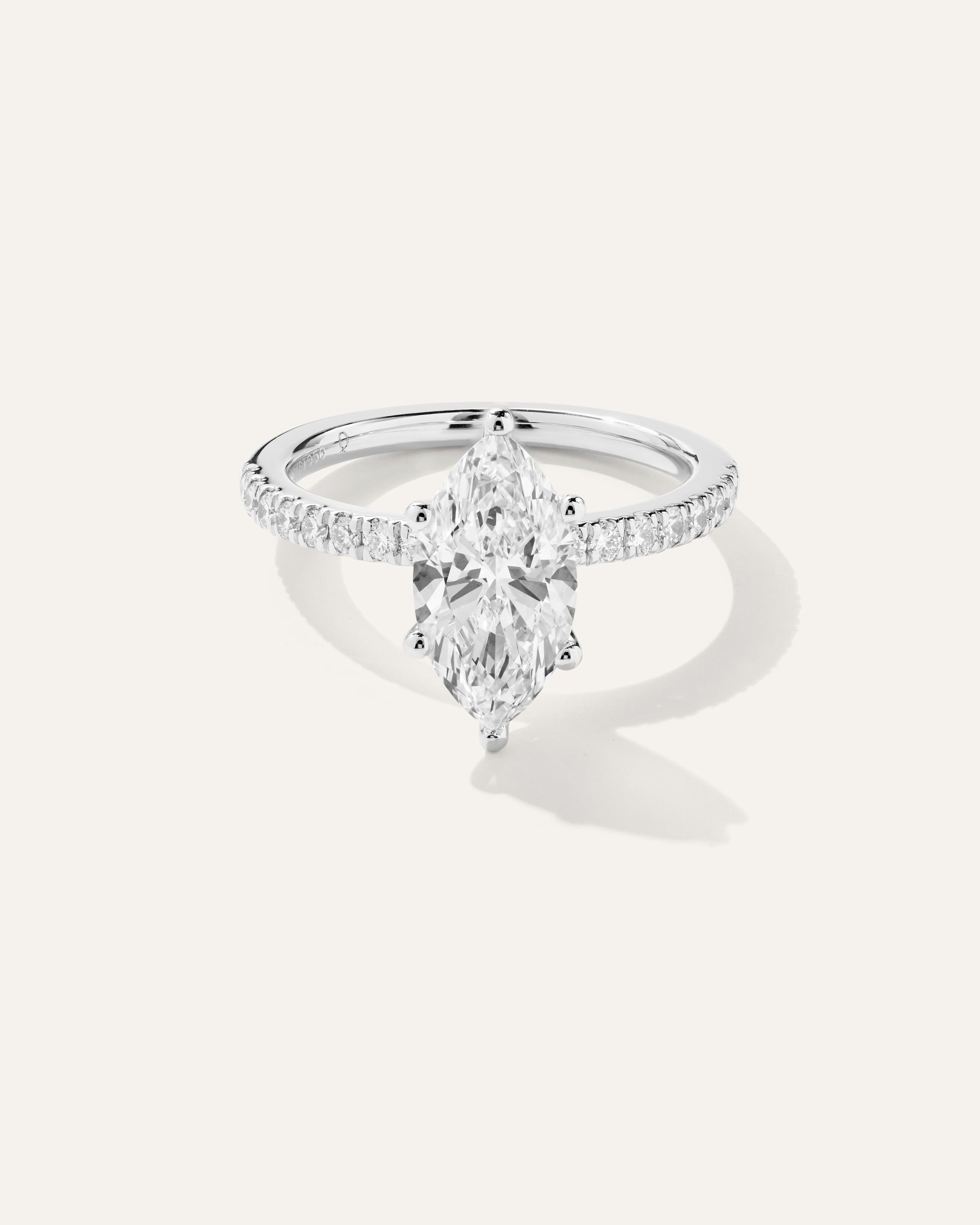 Lab Grown Diamond Marquise Petite Pave Engagement Ring