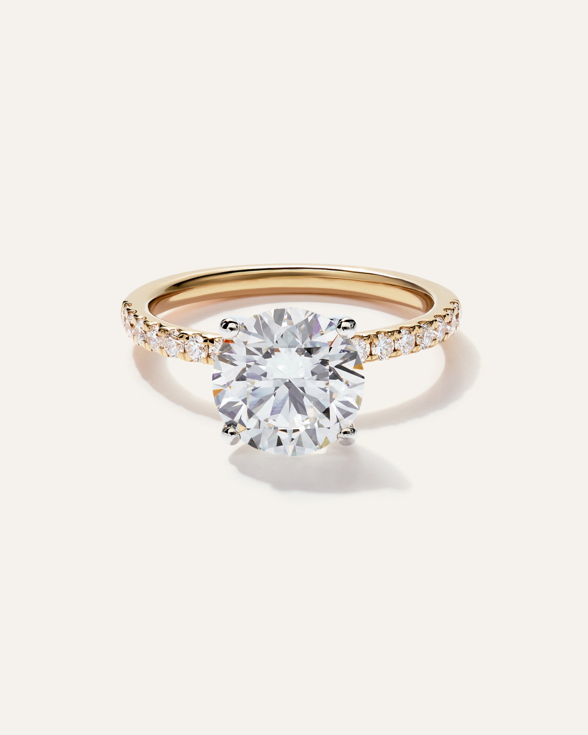Lab Grown Diamond Round Petite Pave Engagement Ring