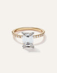 Lab Grown Diamond Emerald Petite Pave Engagement Ring