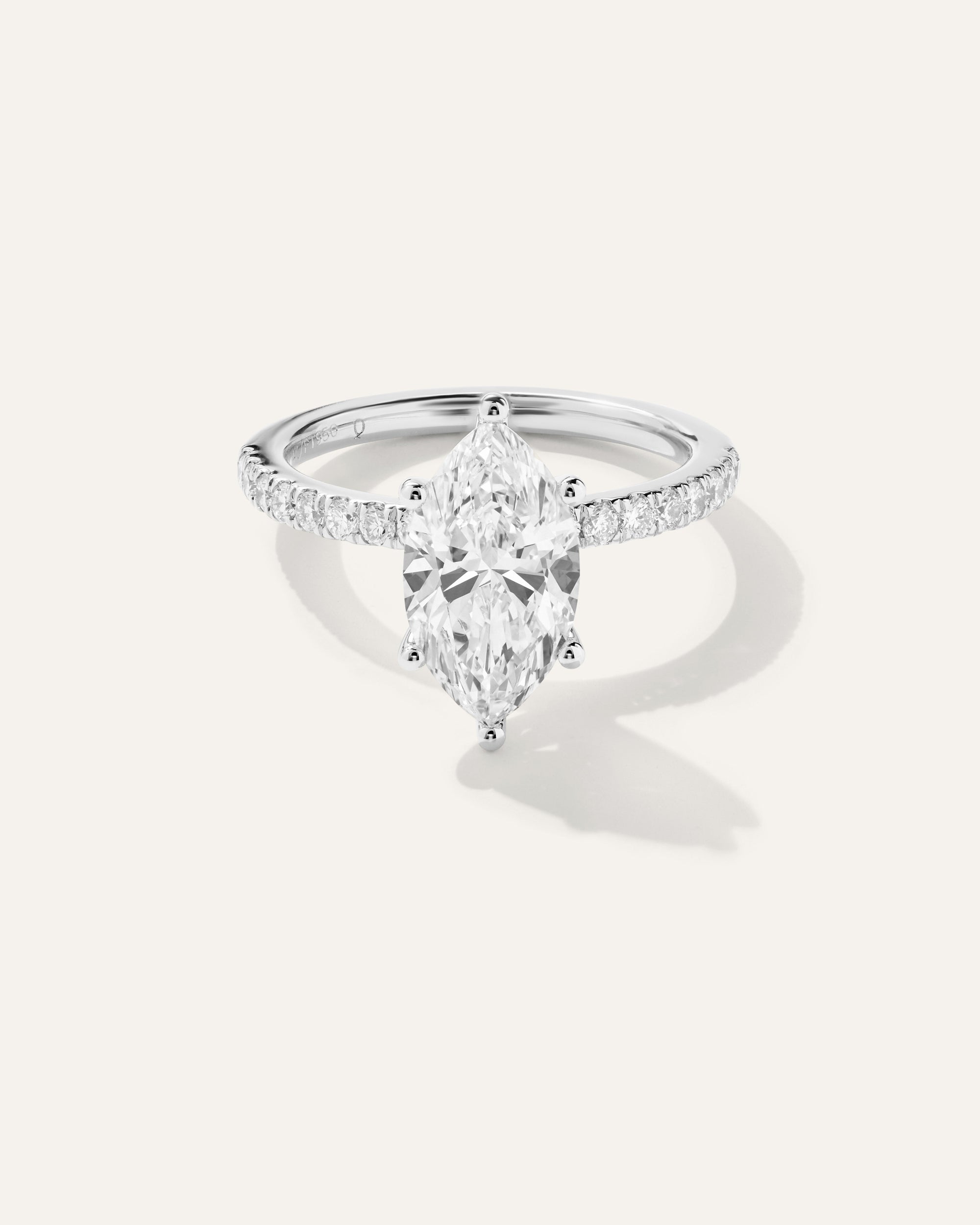 Lab Grown Diamond Marquise Petite Pave Engagement Ring