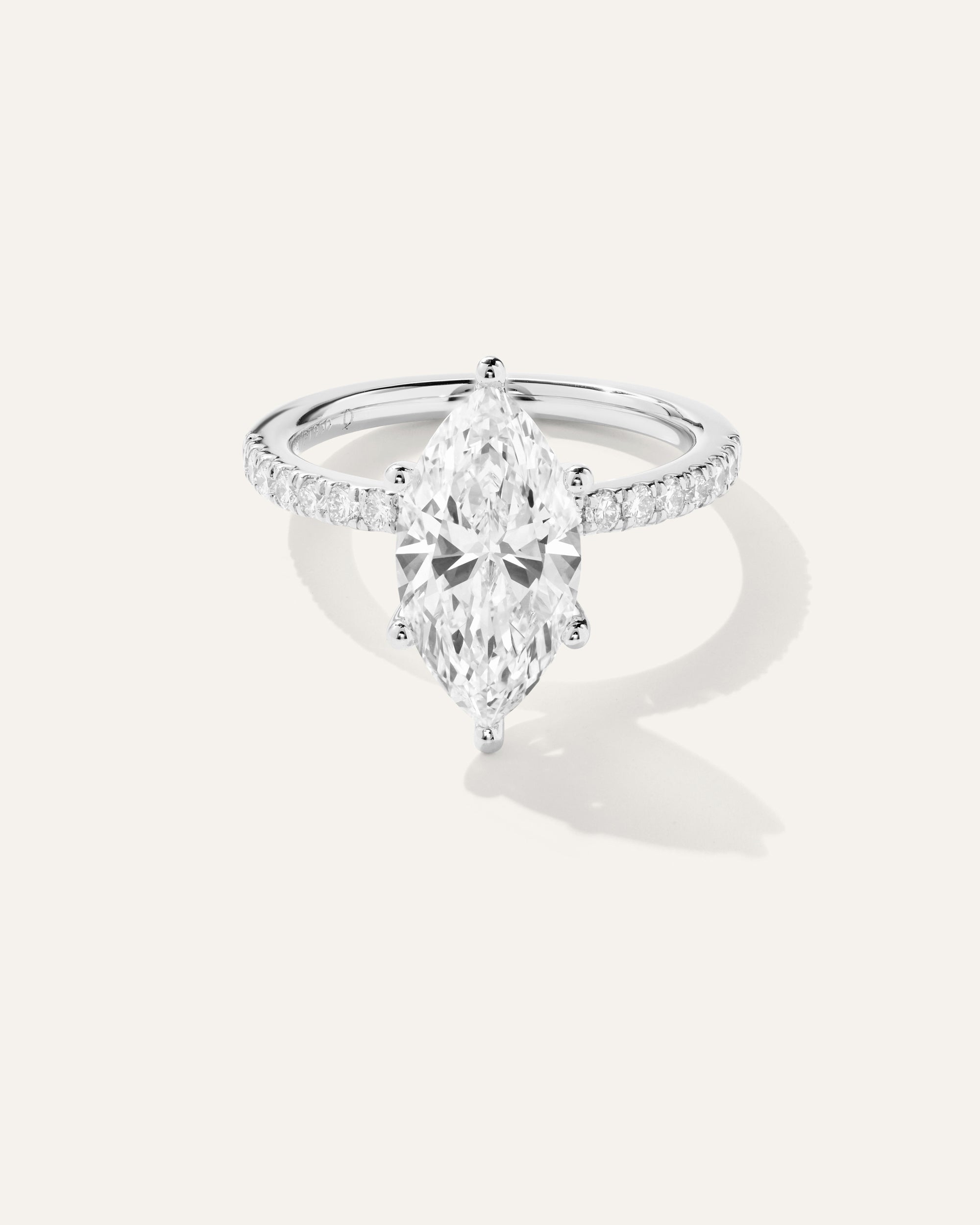 Lab Grown Diamond Marquise Petite Pave Engagement Ring