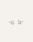 14K Gold Lab Grown Diamond Princess Solitaire Studs - 1ctw